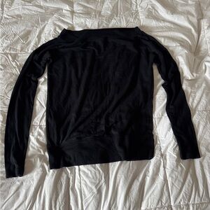 Athleta Studio Barre Sweatshirt Black Size S Nirvana Modal Off-Shoulder Top